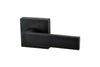 Product image of the Matt Black Nidus Lonsdale Door Lever Square Passage Set on a white background.