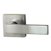 Product image of the Brushed Nickel Nidus Lonsdale Door Lever Square Passage Set on a white background.