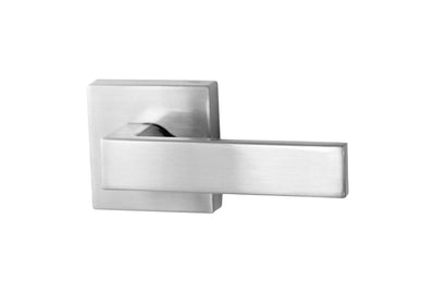 Product image of the Chrome Plate Nidus Lonsdale Door Lever Square Passage Set on a white background.