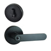 Image of the Matt Black Nidus Spring Door Lever Round Combo Entrance Set on a white background.