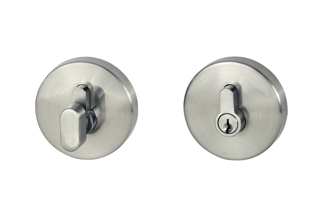 Image of the Brushed Nickel Nidus Round Eurobolt Single Cylinder.