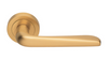 Product picture of the Petra Satin Brass Door Handle on a white background.