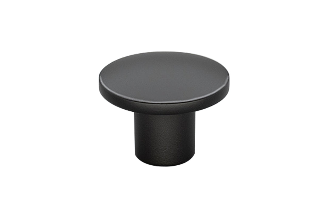 Kethy Yarra Cabinet Knob Matt Black – modern round knob for kitchen and bathroom cabinetry.