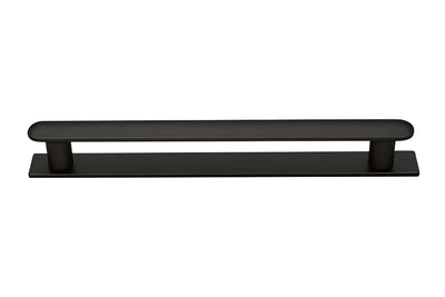 Yarra Matt Black Handle on Backplate – 160mm - modern cabinet handle by Kethy for kitchens, wardrobes, and bathroom joinery.