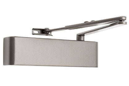 Product picture of the Gun Metal Grey Door Closer with Standard Arm on a white background.