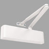 Product picture of the Matt White Door Closer with Standard Arm on a white background.