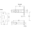 Iver Split Cam Tube Latch with T Striker 60mm specification drawing – Premium architectural tubular latch for interior doors.