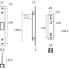 Black specification line drawing of the Pendulum Sliding Door Privacy Kit on a white background.