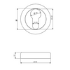 Black and white specification drawing with measurements of the Apollo Design Round Euro Escutcheon 50mm.