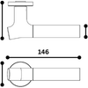 Black specification line drawing with measurements of the Wood Nature Titanium Copper Bamboo Door Handle on a white background.