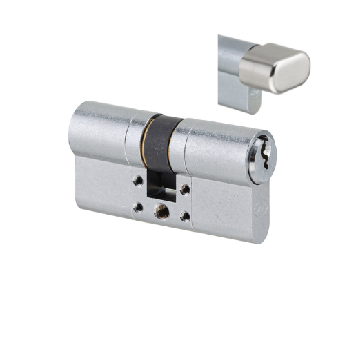 Product image of the Euro Cylinder Key/Turn 60mm Brushed Chrome by Architectural Choice.