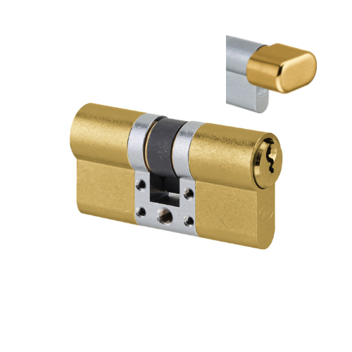 Product image of the Euro Cylinder Key/Turn 60mm Satin Brass by Architectural Choice.