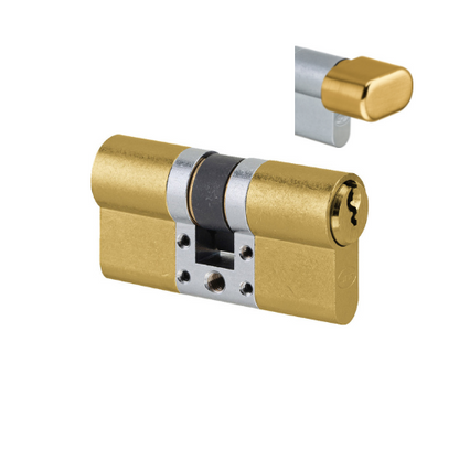 Product image of the Euro Cylinder Key/Turn 70mm Satin Brass by Architectural Choice.