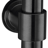 Up close image of a cabinet knob. Architectural Choice's Brooklyn Matt Black Cabinet Knob on a white background.