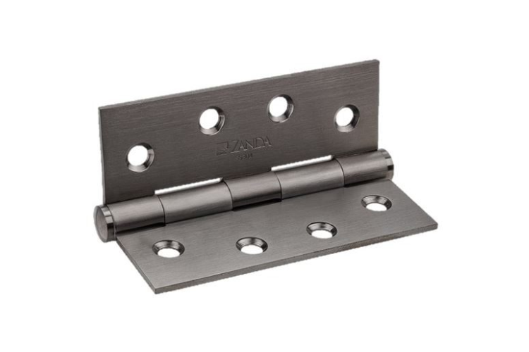 Product picture of the Gun Metal Grey Fixed Pin Hinge 100x75mm on a white background.