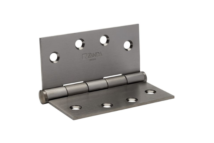 Product picture of the Gun Metal Grey Fixed Pin Hinge 100x100mm on a white background.