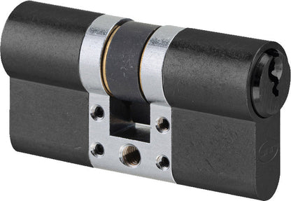 Up close product image of the Euro Cylinder Key/Turn 70mm Matt Black by Architectural Choice.