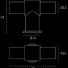 White specification drawings with measurements of the Architectural Choice Brooklyn Brushed Chrome Cabinet Knob on a black background.
