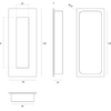 Black specification drawing of the Matt Black Flush Pull 135mm by Architectural Choice on a white background.