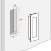 Image of a door with installation dimensions for the Satin Brass Flush Pull 135mm by Architectural Choice.