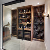 Glass doors leading into a cellar with Toorak pull handles in Matt Black installed.